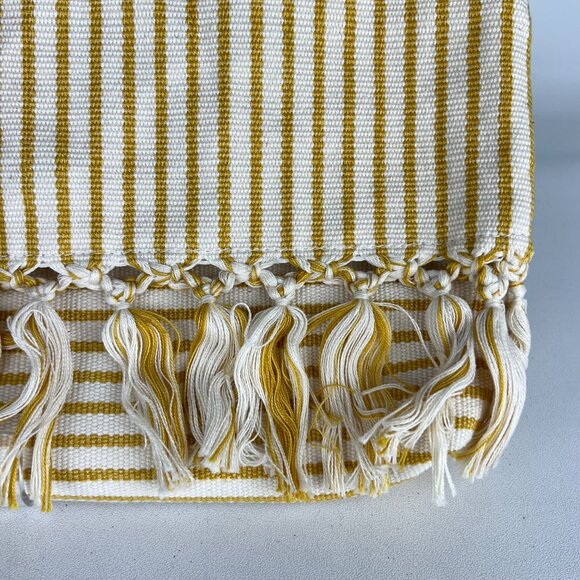 Mercado Global Margarita Clutch Sunset Yellow Stripes Cotton Macrame Fringe - Picture 4 of 14